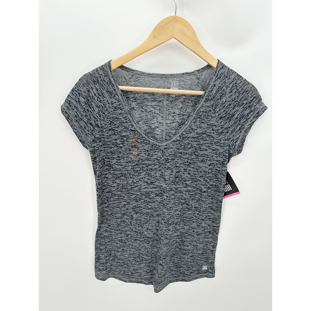 Victoria Secret VSX Sport Gray V Neck Training Tee Athleisure Womens Size XS NWT
